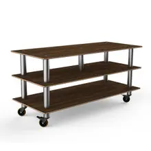 Mogogo - Modular 71" x 29.5" x 35" Mango Wood / Brushed Stainless Steel Midhole Display Unit W/ Casters - MGCMLB09WSXW