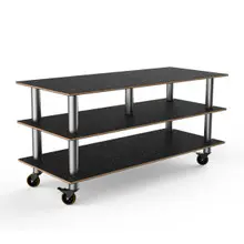 Mogogo - Modular 71" x 29.5" x 35" Bamboo / Brushed Stainless Steel Midhole Display Unit W/ Casters - MGCMLB09BSXW