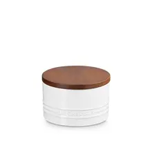 Le Creuset - White 0.47L Storage Canister With Wooden Lid