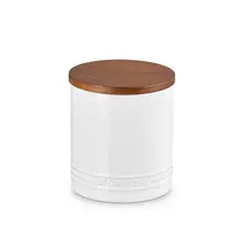 Le Creuset - White 1.1L Storage Canister With Wooden Lid
