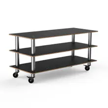 Mogogo - Modular 71" x 29.5" x 35" Black Marble / Brushed Stainless Steel Classic Large Unit W/ Casters - MGCMLX01MSXW