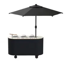 Mogogo - Oval 92" x 90" x 98" Gelato Cart W/ Black Cover & Black Umbrella - MGCOVC01VXBB