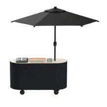Mogogo - Oval 92" x 90" x 98" Cocktail Cart W/ Black Cover & Black Umbrella - MGCOVC02VXBB