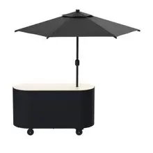 Mogogo - Oval 92" x 90" x 98" Base Cart W/ Black Cover & Black Umbrella - MGCOVC03VXBB
