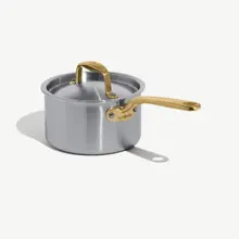 Made In - 2QT Stainless Clad 5-Ply Saucepan With Antique Brass Handle