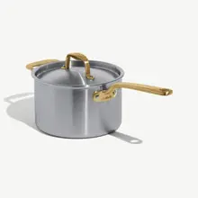 Made In - 4QT Stainless Clad 5-Ply Saucepan With Antique Brass Handle
