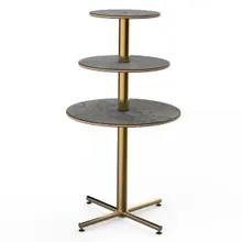 Mogogo - Polo 30" x 55" Grey Slate / Brushed Brass Round Display Table - MGCPPR01GBXX