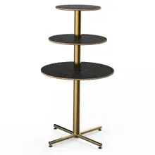 Mogogo - Polo 30" x 55" Black Marble / Brushed Brass Round Display Table - MGCPPR01MBXX