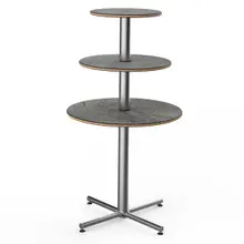 Mogogo - Polo 30" x 55" Grey Slate / Brushed Stainless Steel Round Display Table - MGCPPR01GSXX