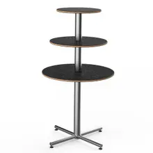 Mogogo - Polo 30" x 55" Black Marble / Brushed Stainless Steel Round Display Table - MGCPPR01MSXX