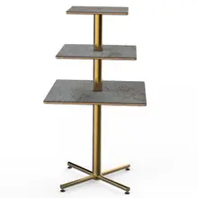 Mogogo - Polo 30" x 30" x 55" Grey Slate / Brushed Brass Square Display Table - MGCPPS01GBXX