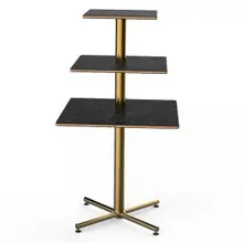Mogogo - Polo 30" x 30" x 55" Black Marble / Brushed Brass Square Display Table - MGCPPS01MBXX