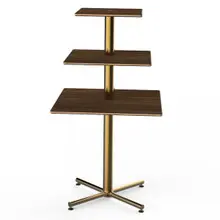 Mogogo - Polo 30" x 30" x 55" Mango Wood / Brushed Brass Square Display Table - MGCPPS01WBXX