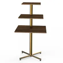 Mogogo - Polo 30" x 30" x 55" Bamboo / Brushed Brass Square Display Table - MGCPPS01BBXX