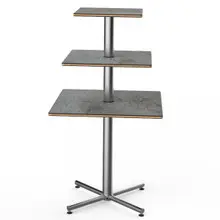 Mogogo - Polo 30" x 30" x 55" Grey Slate / Brushed Stainless Steel Square Display Table - MGCPPS01GSXX