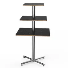 Mogogo - Polo 30" x 30" x 55" Black Marble / Brushed Stainless Steel Square Display Table - MGCPPS01MSXX