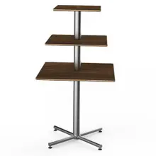 Mogogo - Polo 30" x 30" x 55" Bamboo / Brushed Stainless Steel Square Display Table - MGCPPS01BSXX