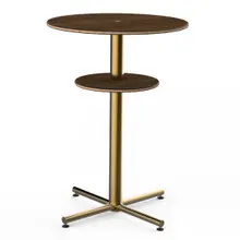 Mogogo - Polo 30" x 42" Bamboo / Brushed Brass Round Bar Table W/ Shelf - MGCPBR02BBXX