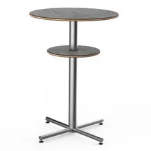 Mogogo - Polo 30" x 42" Grey Slate / Brushed Stainless Steel Round Bar Table W/ Shelf - MGCPBR02GSXX