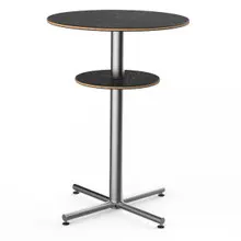 Mogogo - Polo 30" x 42" Black Marble / Brushed Stainless Steel Round Bar Table W/ Shelf - MGCPBR02MSXX