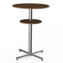 Mogogo - Polo 30" x 42" Mango Wood / Brushed Stainless Steel Round Bar Table W/ Shelf - MGCPBR02WSXX