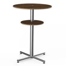 Mogogo - Polo 30" x 42" Bamboo / Brushed Stainless Steel Round Bar Table W/ Shelf - MGCPBR02BSXX