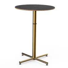 Mogogo - Polo 30" x 42" Black Marble / Brushed Brass Round Bar Table - MGCPBR01MBXX