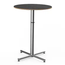 Mogogo - Polo 30" x 42" Black Marble / Brushed Stainless Steel Round Bar Table - MGCPBR01MSXX