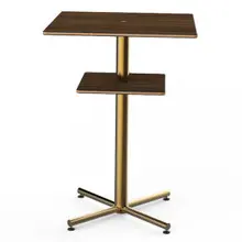 Mogogo - Polo 30" x 30" x 42" Bamboo / Brushed Brass Square Bar Table W/ Shelf - MGCPBS02BBXX