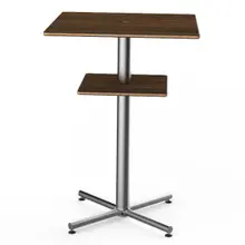 Mogogo - Polo 30" x 30" x 42" Mango Wood / Brushed Stainless Steel Square Bar Table W/ Shelf - MGCPBS02WSXX