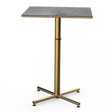 Mogogo - Polo 30" x 30" x 42" Grey Slate / Brushed Brass Square Bar Table - MGCPBS01GBXX