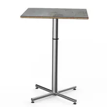 Mogogo - Polo 30" x 30" x 42" Grey Slate / Brushed Stainless Steel Square Bar Table - MGCPBS01GSXX