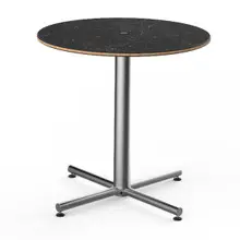 Mogogo - Polo 30" x 29" Black Marble / Brushed Stainless Steel Round Bistro Table - MGCPRR01MSXX