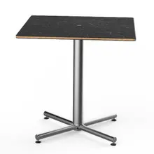 Mogogo - Polo 30" x 30" x 29" Black Marble / Brushed Stainless Steel Square Bistro Table - MGCPRS01MSXX