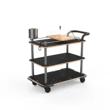 Mogogo - Roll'n 42.5" x 24" x 40.5" Black Marble / Brushed Stainless Steel Cheese Plate & Wine Cart W/ Bumper & Leather Handle - MGCRNX14MSXX