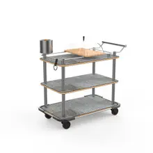 Mogogo - Roll'n 42.5" x 24" x 40.5" Grey Slate / Brushed Stainless Steel Cheese Plate & Wine Cart W/ Bumper - MGCRNX20GSXX