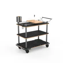 Mogogo - Roll'n 42.5" x 24" x 40.5" Black Marble / Brushed Stainless Steel Cheese Plate & Wine Cart W/ Bumper - MGCRNX20MSXX