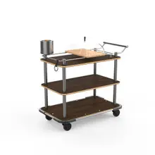 Mogogo - Roll'n 42.5" x 24" x 40.5" Mango Wood / Brushed Stainless Steel Cheese Plate & Wine Cart W/ Bumper - MGCRNX20WSXX