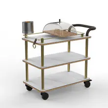 Mogogo - Roll'n 41" x 21" x 40.5" White Carrera / Brushed Brass Cheese Plate & Wine Cart W/ Leather Handle - MGCRNX04CBXX