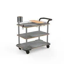 Mogogo - Roll'n 42.5" x 24" x 40.5" Grey Slate / Brushed Stainless Steel Mixology Cart W/ Bumper & Leather Handle - MGCRNX13GSXX
