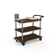 Mogogo - Roll'n 42.5" x 24" x 40.5" Bamboo / Brushed Stainless Steel Mixology Cart W/ Bumper & Leather Handle - MGCRNX13BSXX