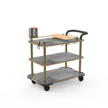 Mogogo - Roll'n 42.5" x 24" x 40.5" Grey Slate / Brushed Brass Mixology Cart W/ Bumper & Leather Handle - MGCRNX13GBXX