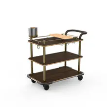 Mogogo - Roll'n 42.5" x 24" x 40.5" Mango Wood / Brushed Brass Mixology Cart W/ Bumper & Leather Handle - MGCRNX13WBXX