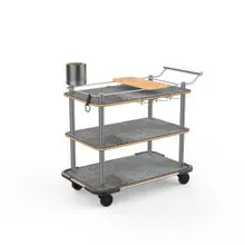 Mogogo - Roll'n 42.5" x 24" x 40.5" Grey Slate / Brushed Stainless Steel Mixology Cart W/ Bumper - MGCRNX19GSXX