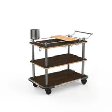 Mogogo - Roll'n 42.5" x 24" x 40.5" Bamboo / Brushed Stainless Steel Mixology Cart W/ Bumper - MGCRNX19BSXX