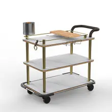 Mogogo - Roll'n 42.5" x 24" x 40.5" White Carrera / Brushed Brass Mixology Cart W/ Bumper & Leather Handle - MGCRNX13CBXX