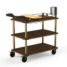 Mogogo - Roll'n 41.5" x 21" x 40.5" Mango Wood / Brushed Brass Mixology Cart W/ Bumper & Leather Handle - MGCRNX03WBXX