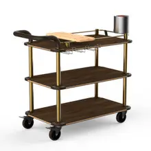Mogogo - Roll'n 41.5" x 21" x 40.5" Bamboo / Brushed Brass Mixology Cart W/ Bumper & Leather Handle - MGCRNX03BBXX
