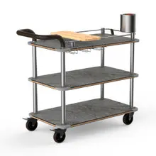 Mogogo - Roll'n 41.5" x 21" x 40.5" Grey Slate / Brushed Stainless Steel Mixology Cart W/ Bumper & Leather Handle - MGCRNX03GSXX