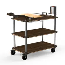 Mogogo - Roll'n 41.5" x 21" x 40.5" Bamboo / Brushed Stainless Steel Mixology Cart W/ Bumper & Leather Handle - MGCRNX03BSXX